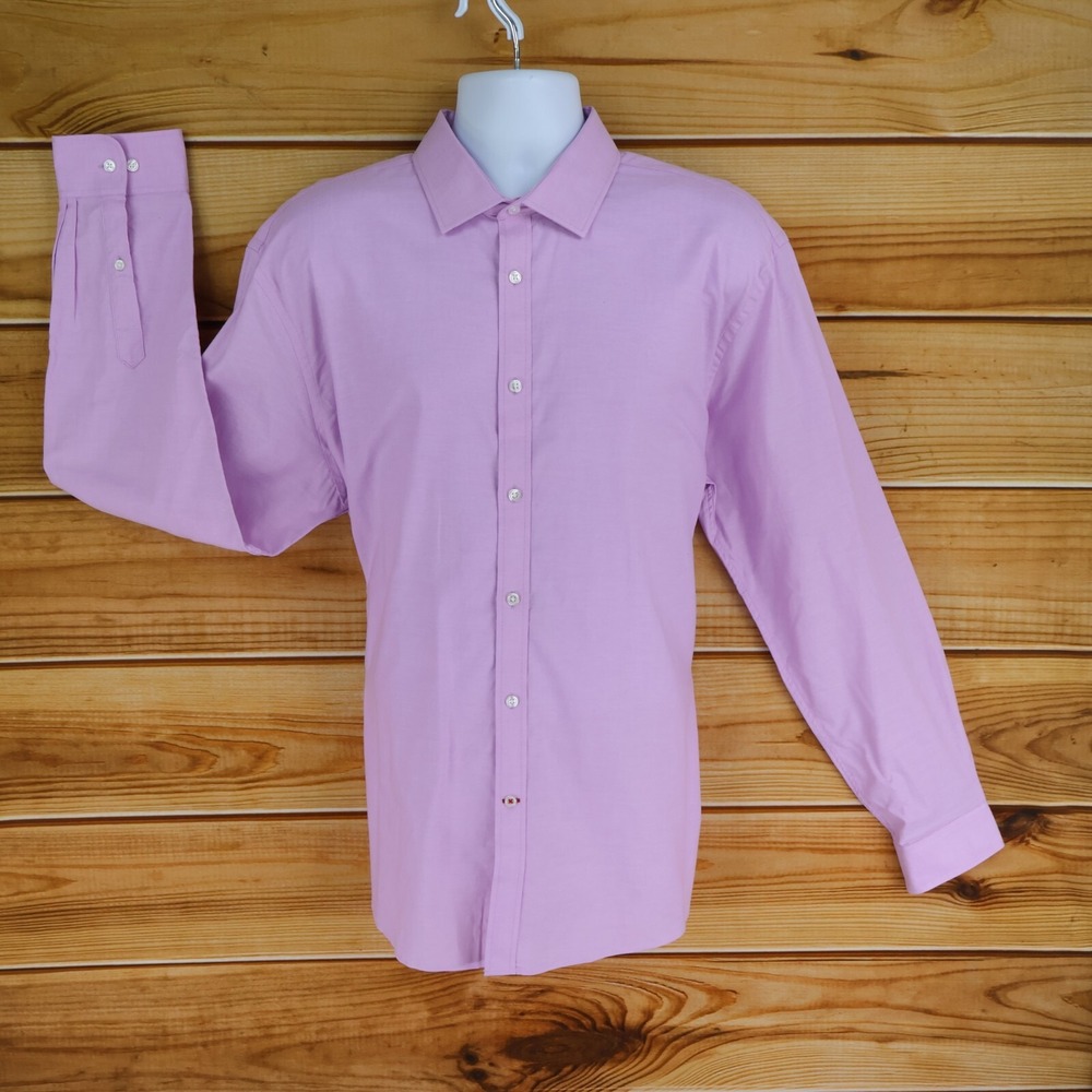 Tommy Hilfiger Dress Shirt Slim Fit Stretch Mens 2XL Pink Cotton Spread Collar